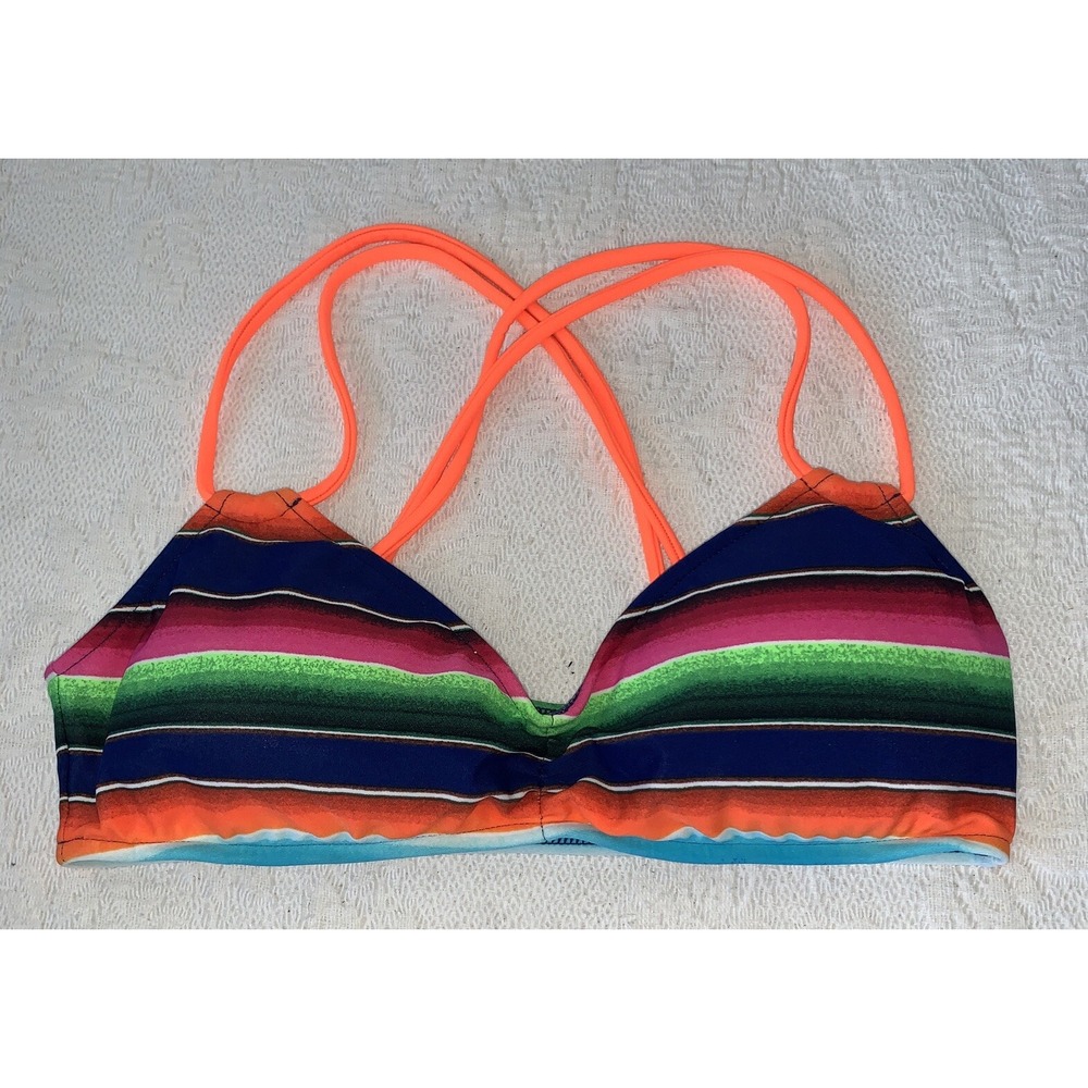NWOT Polo Ralph Lauren Womens Swimwear Bikini Top Multicolored Striped Sz Small